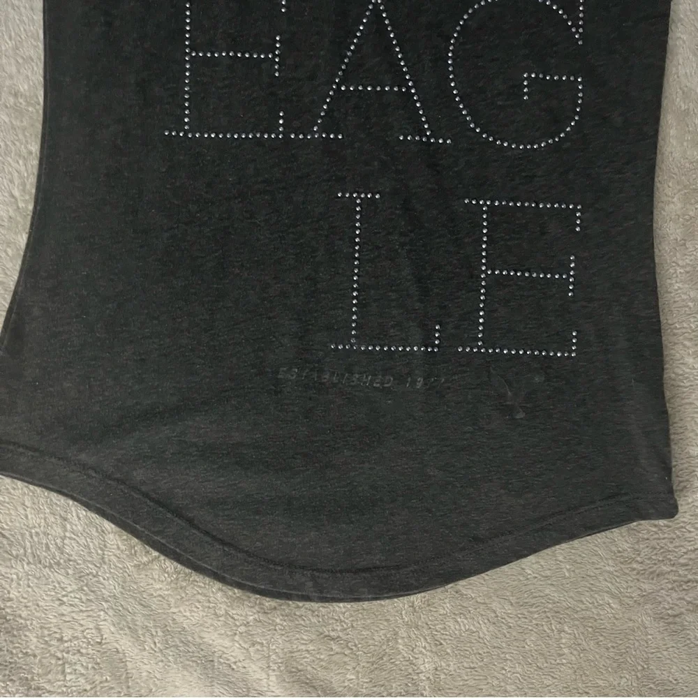 American Eagle Gray Logo Tee Three Quarter Sleeve Fitted Tee size XS - Picture 5 of 7